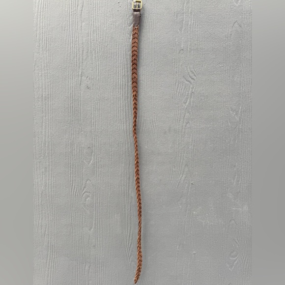 Brown Braided Leather Belt with Brass Buckle - Picture 8 of 8